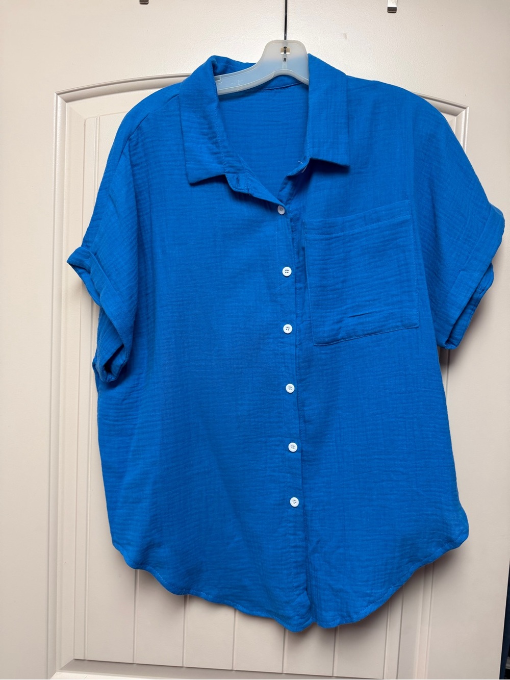SHEIN Bright Blue Short Sleeve Button-Down Shirt